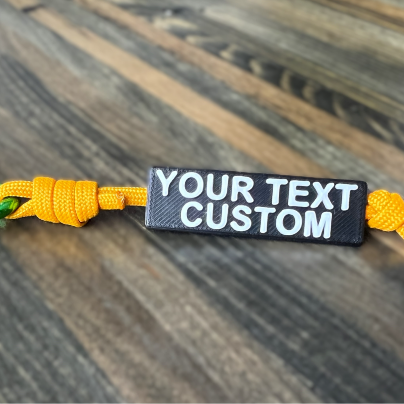 3D Printed EDC Gear - Custom Name Tag Text for Paracord Rope Keychain