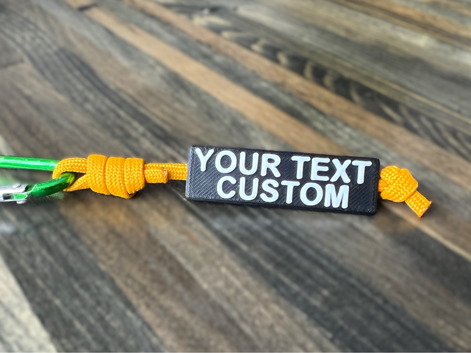 3D Printed EDC Gear - Custom Name Tag Text for Paracord Rope Keychain