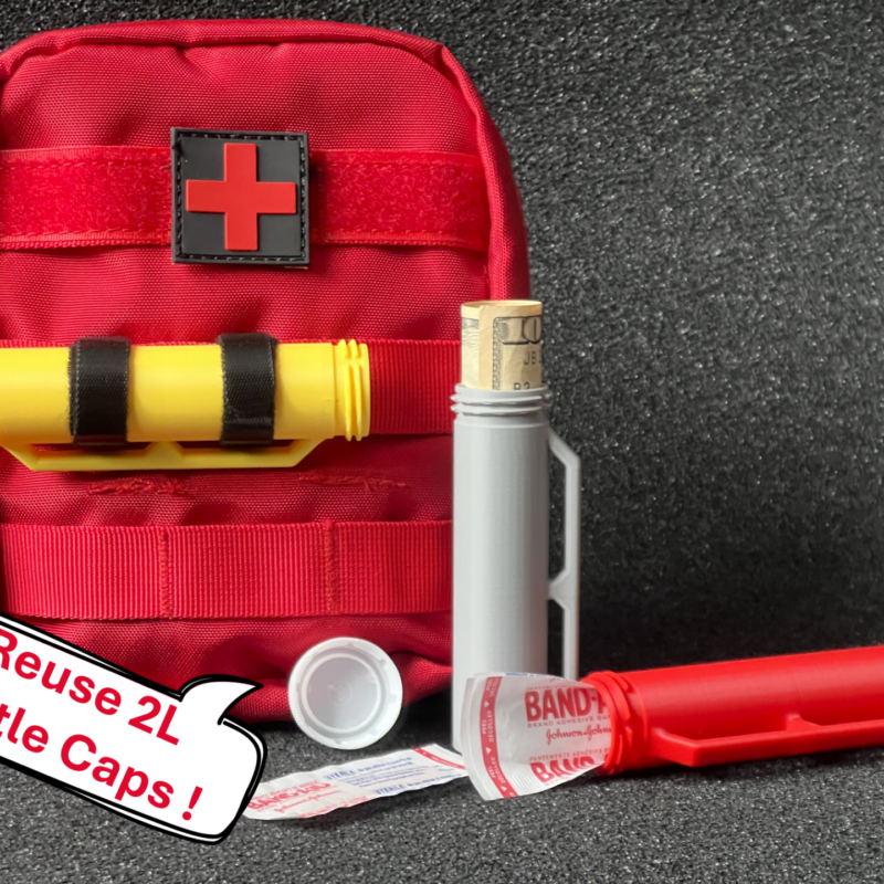 3D Printed EDC Gear - Portable Tube with webbing loops Molle 100mm