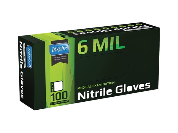 Inspire 6-mil black nitrile gloves